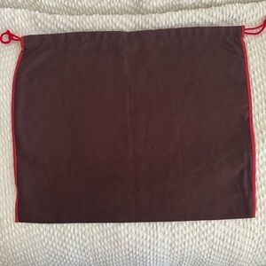 Authentic coach dust‎ bag, dark brown with red trim 13.5” by 16”